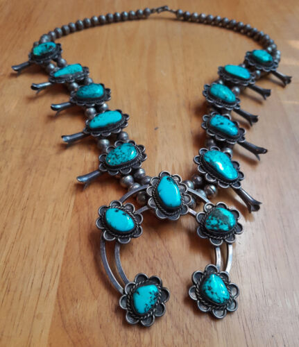 Beautiful Vintage American Southwest Turquoise Sq… - image 1