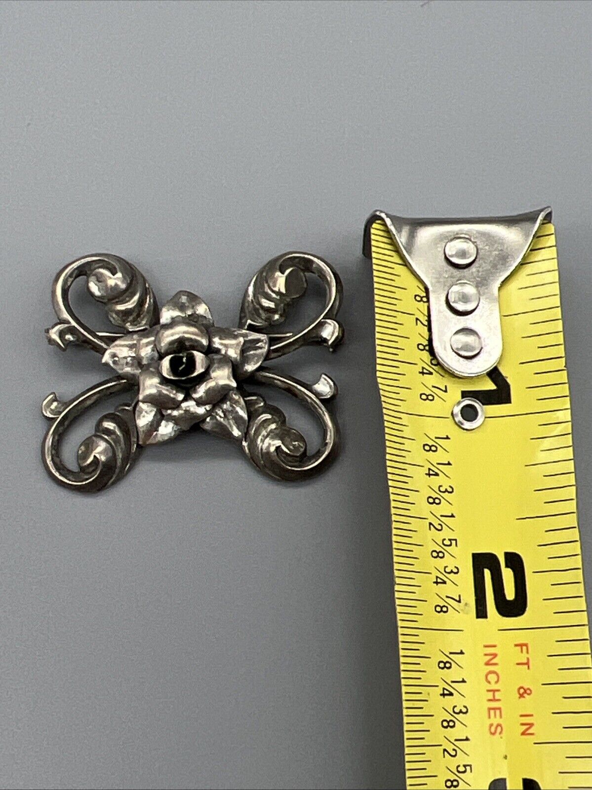 BEAU Designer Sterling Silver Brooch Antique FLOR… - image 5