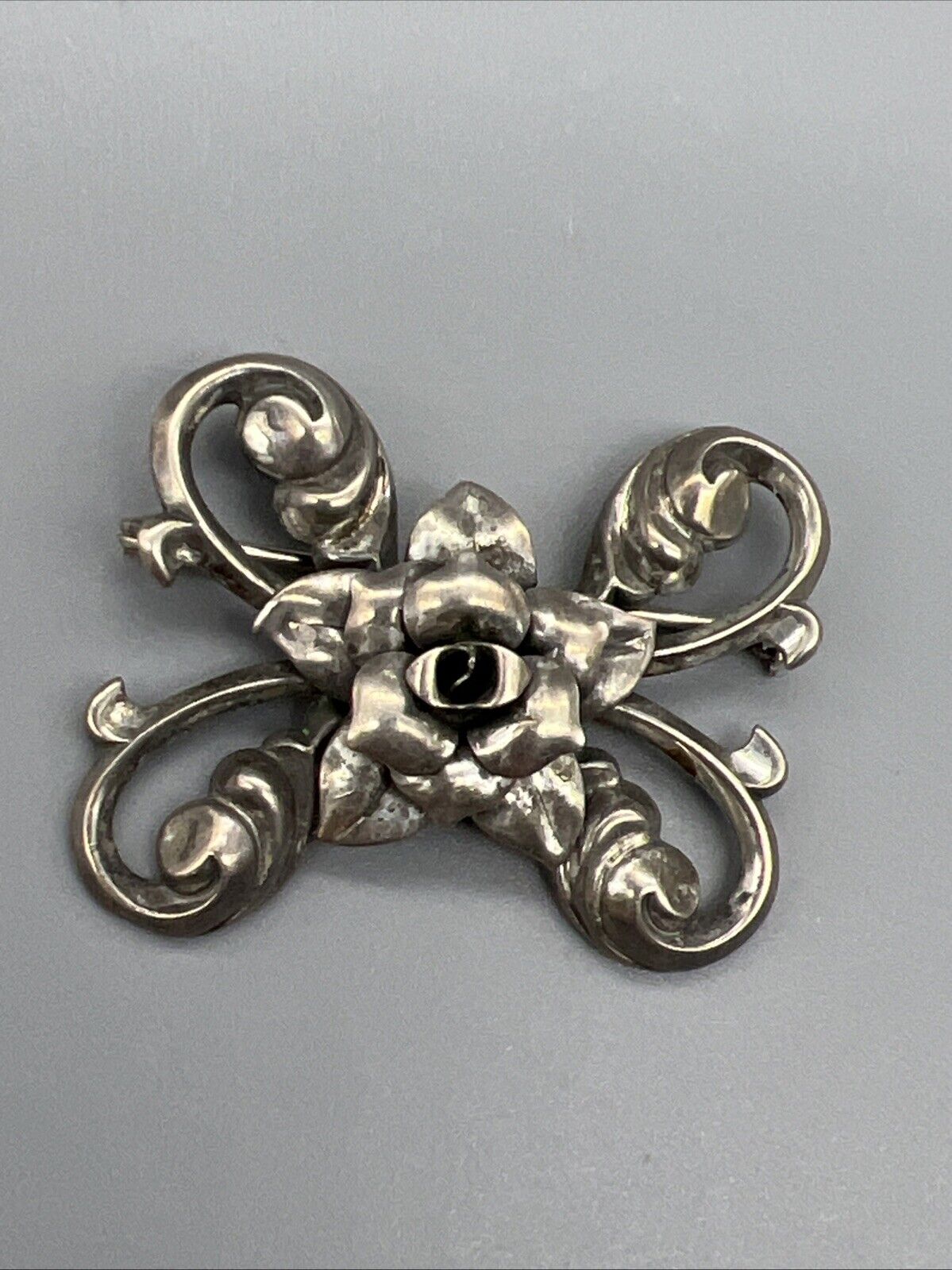 BEAU Designer Sterling Silver Brooch Antique FLOR… - image 3