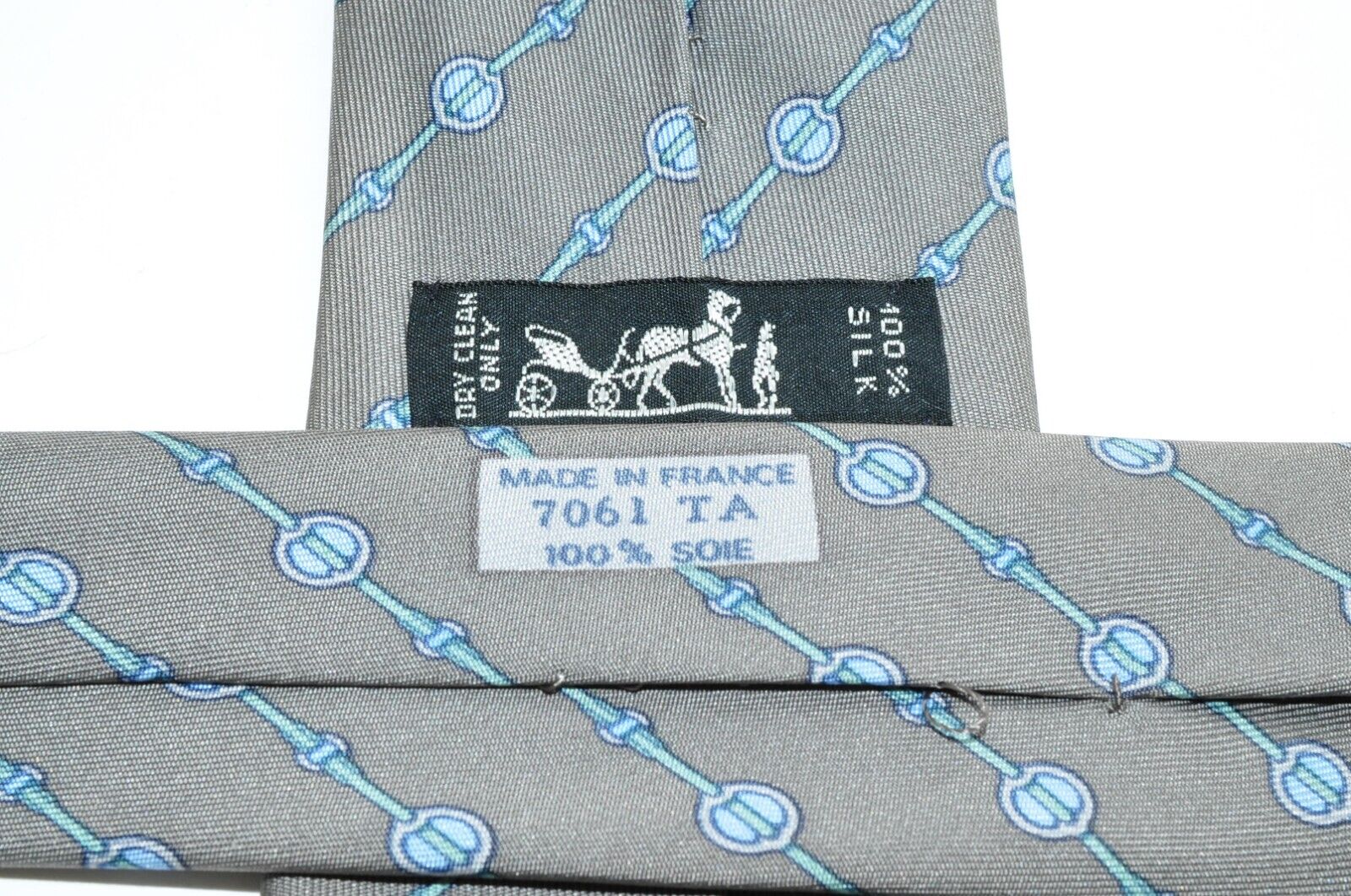 Hermes Tie Regular Whole Pattern 7061 TA Gray Soi… - image 4