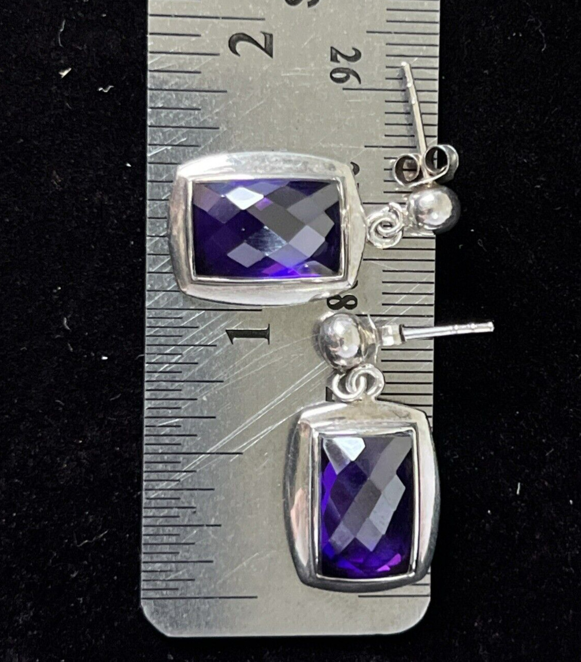 925 Sterling Silver ~ Faceted Amethyst Bezel VTG … - image 3