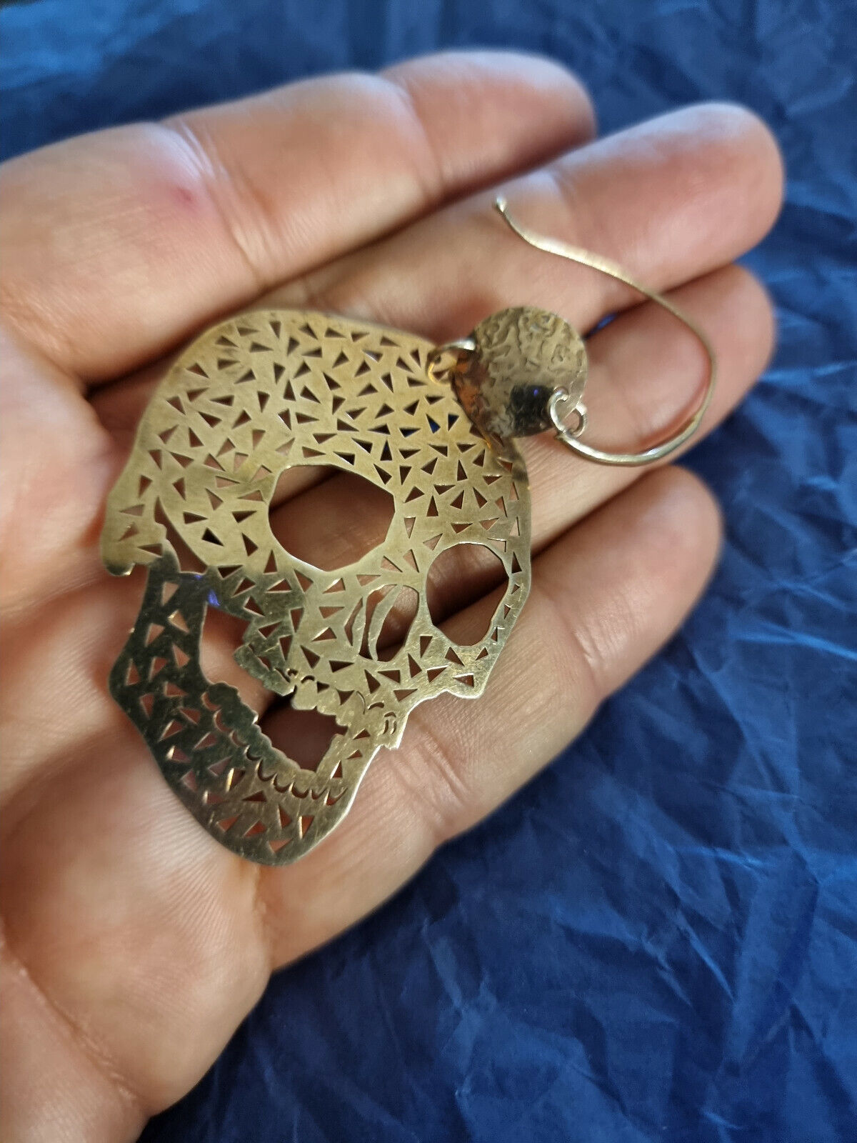 SKULL OVERSIZED STERLING SILVER 925 GOLD PLATED M… - image 5