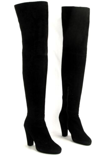 Stuart Weitzman Thigh High Boots Leather Suede Bla