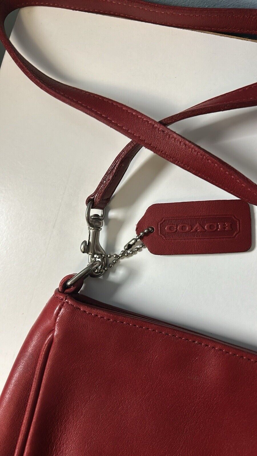 Vintage Red Coach Purse Demi Leather 9818 Crossbo… - image 7