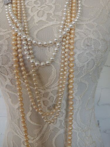 LOT OF 5 VINTAGE FAUX PEARL NECKLACES - image 1