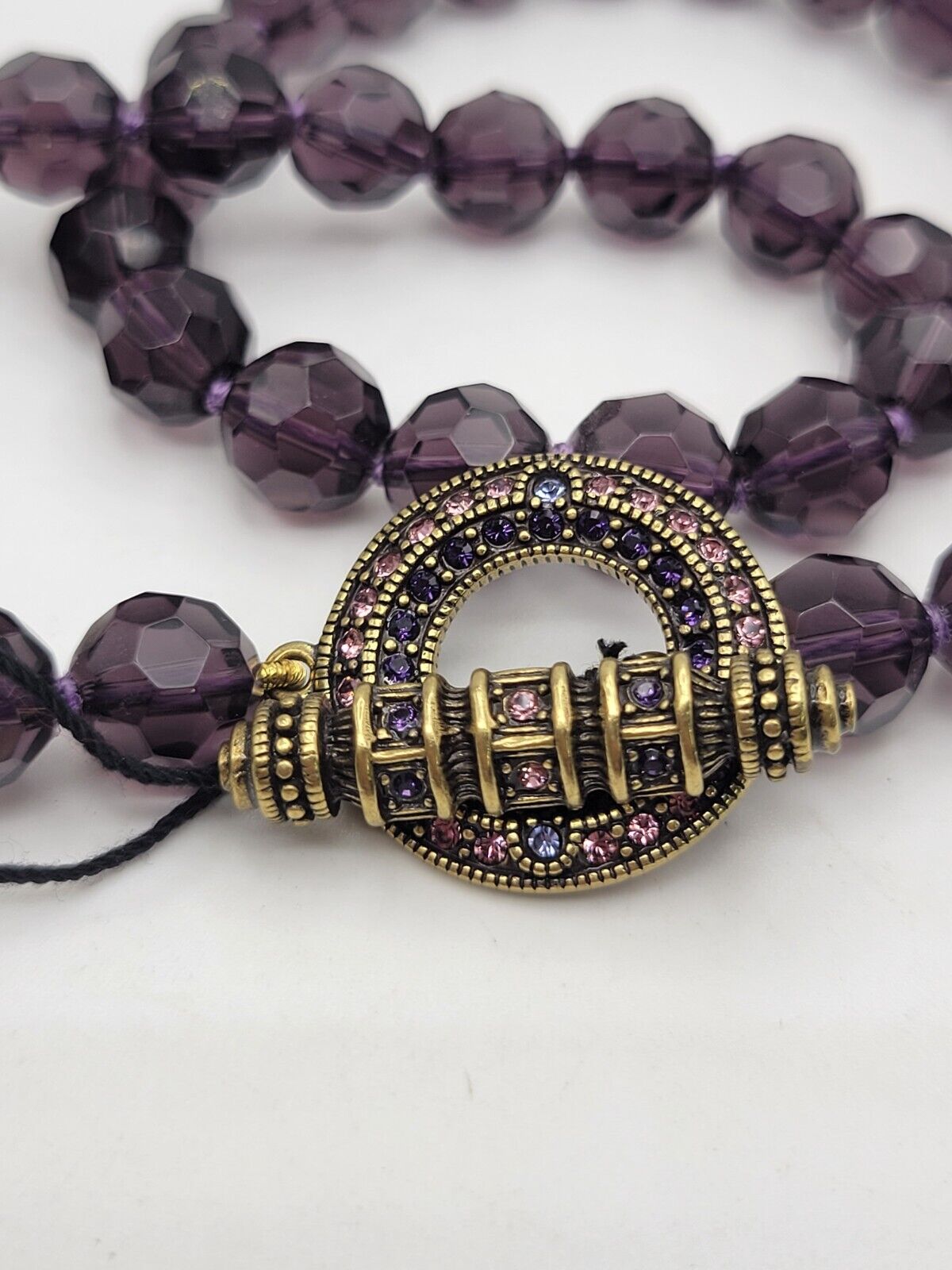 Heidi Daus Purple Faceted Crystal Toggle Clasp Ne… - image 2