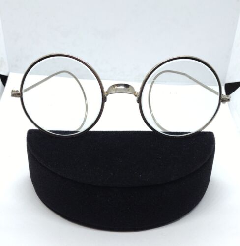 Antique Round Eyeglasses Silvertone Frames Circa … - image 1