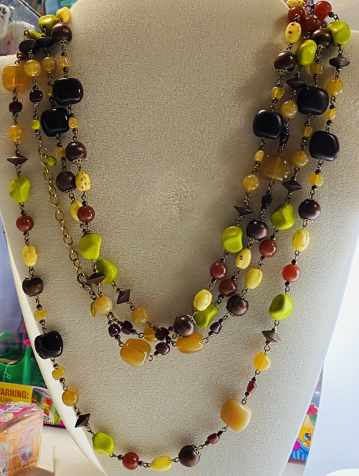 102 Inch Vintage Flapper Gemstone Beaded Necklace… - image 3