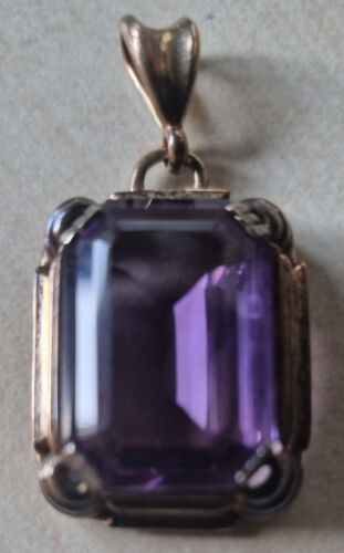 Art Nouveau pendant gold 585 with large amethyst k