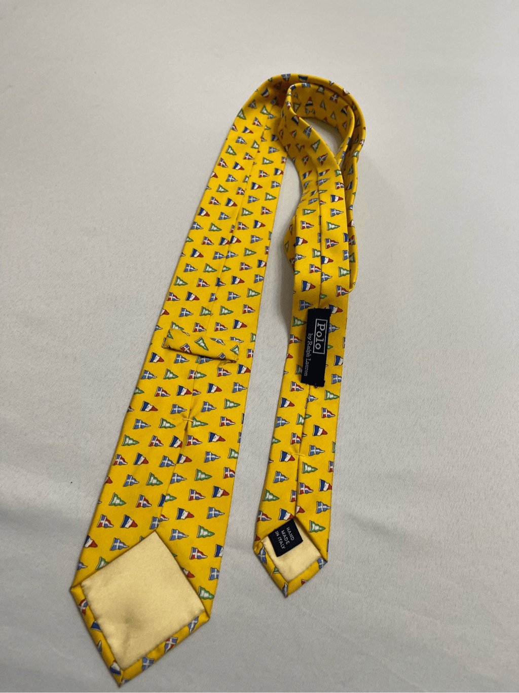 Polo Ralph Lauren Silk VTG Yellow Signal Flag Nec… - image 2