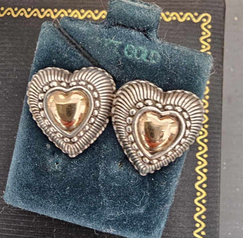 925 & 14k Large Heart Earrings - image 2