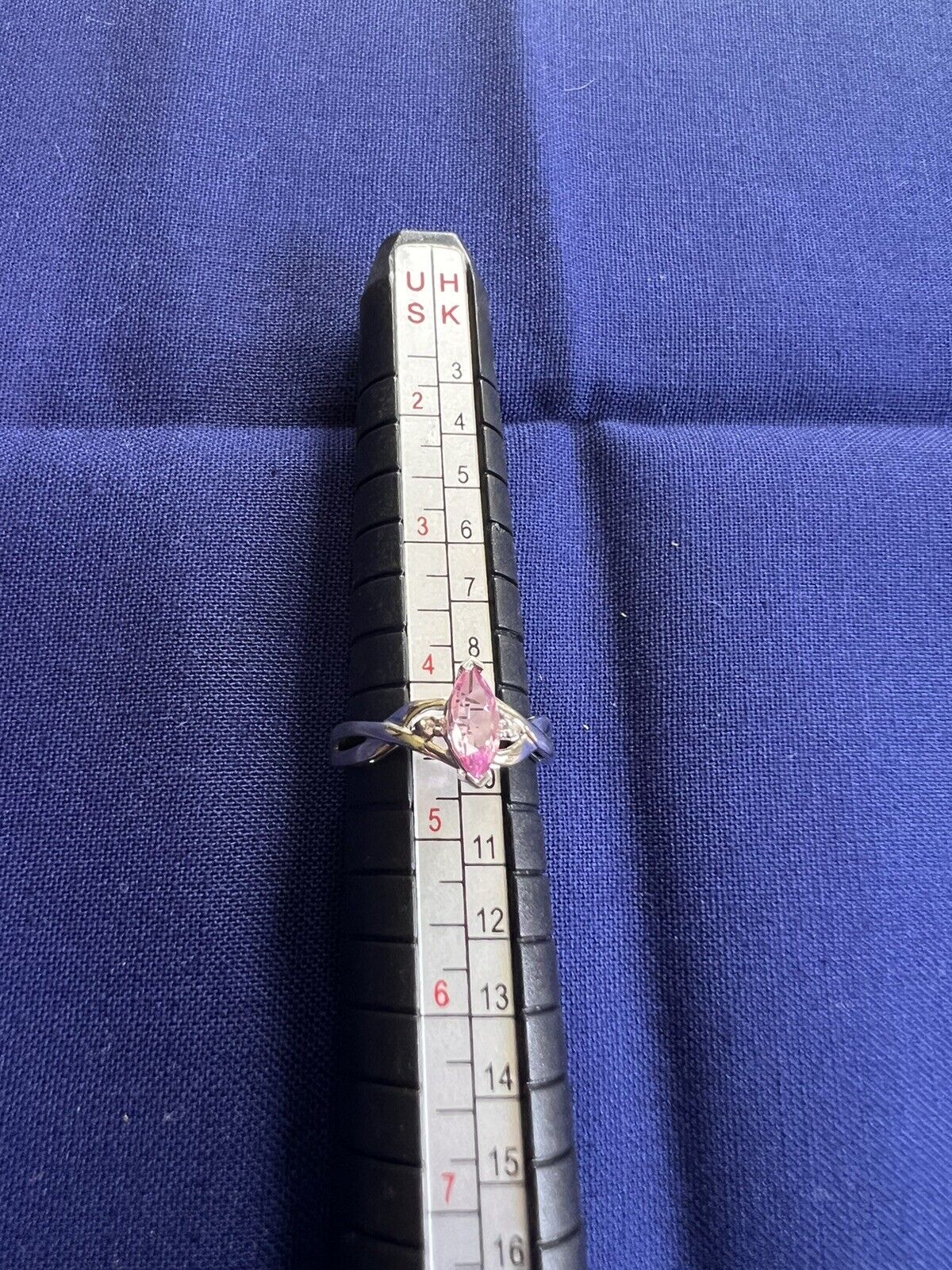 10k white gold lab created pink sapphire  ring - image 3