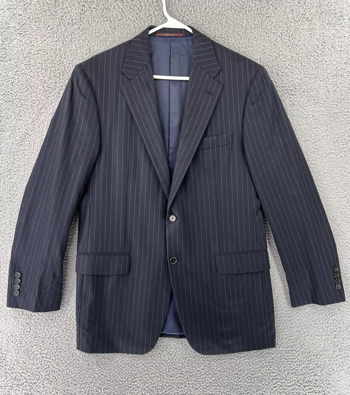 Hickey Freeman Sports Jacket 40 R Black Wool Stri… - image 2