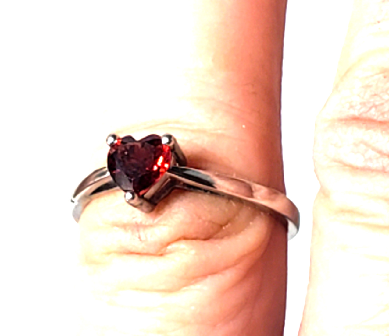 Vintage Sterling Silver Heart Cut Garnet Love Pro… - image 2