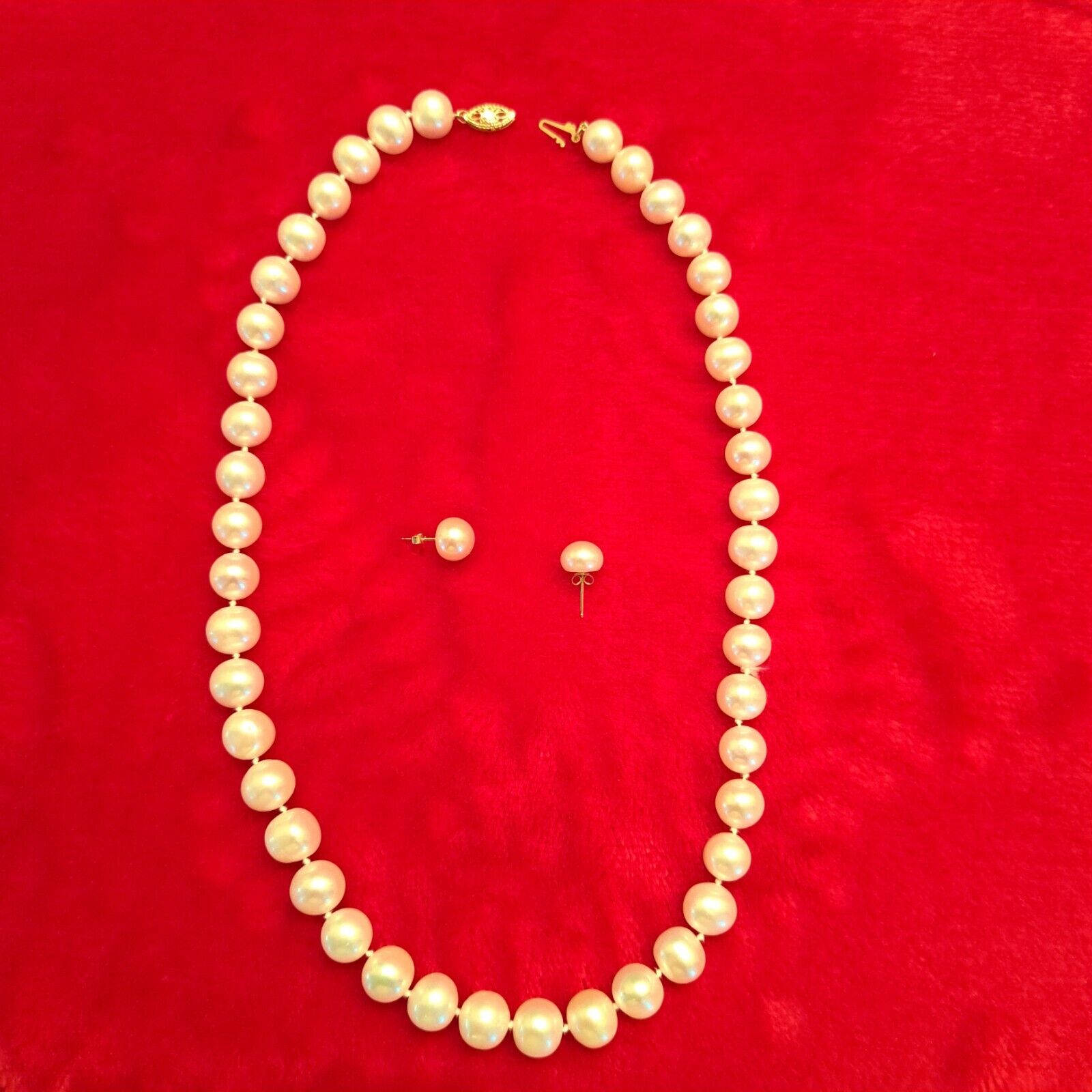 Genuine Cultured White  Pearl Strand Necklace 14K… - image 1