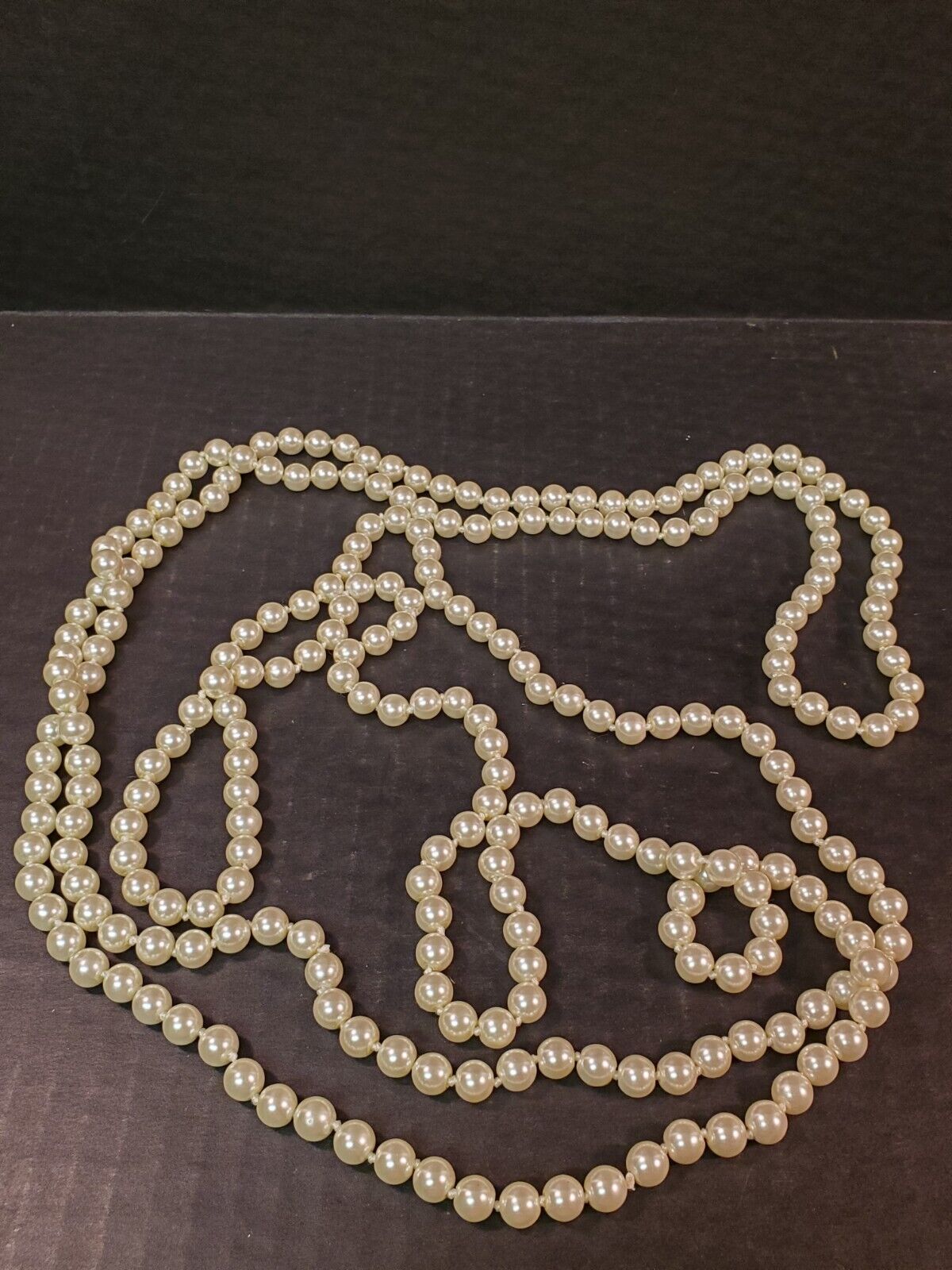 50 inch Faux Pearl Flapper Style Necklace VTG - image 9