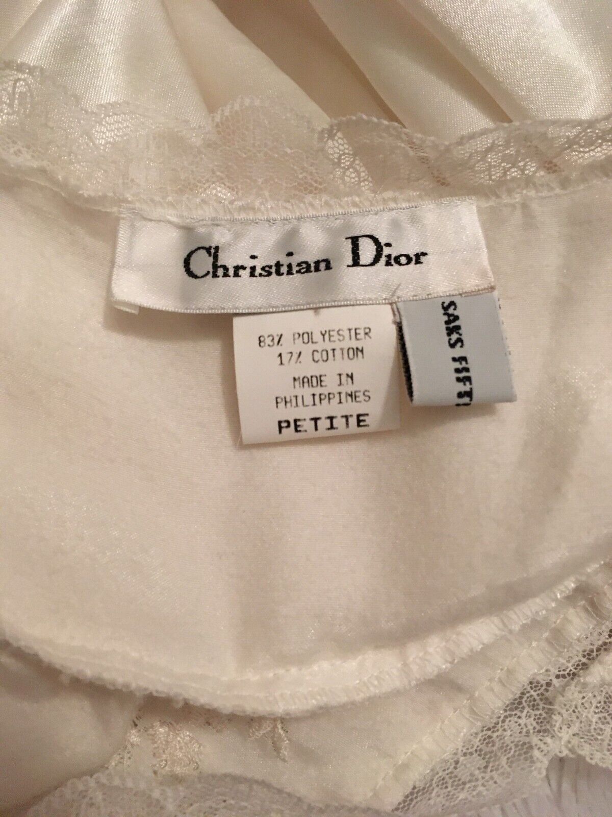 Vtg CHRISTIAN DIOR SATIN Long Nightgown Gown Shin… - image 6