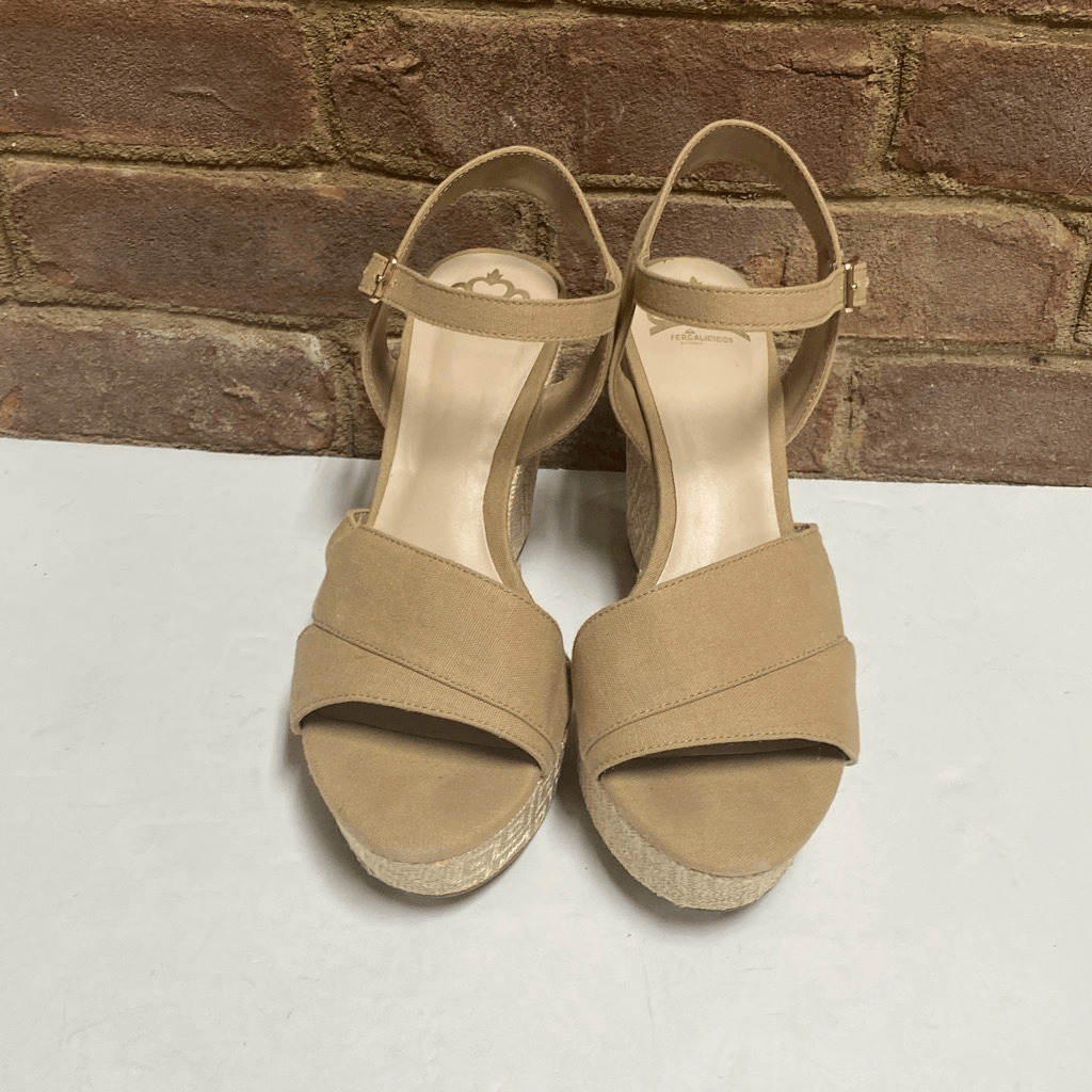 Fergalicious Mollie Khaki Wedge Sandal Heel Size 8 - image 3