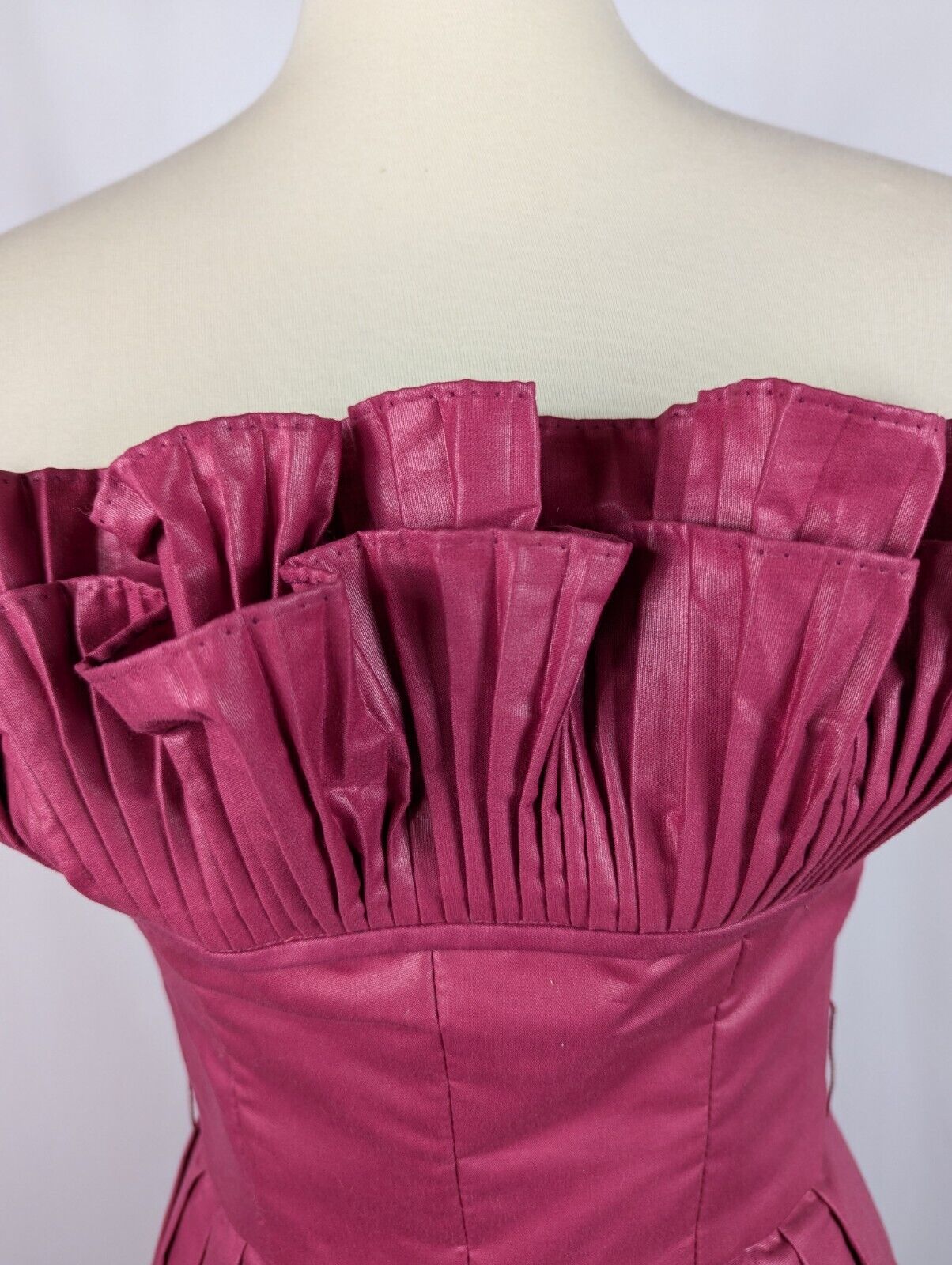 Victor Costa Pink Dress Taffeta Pleat Evening Wed… - image 4