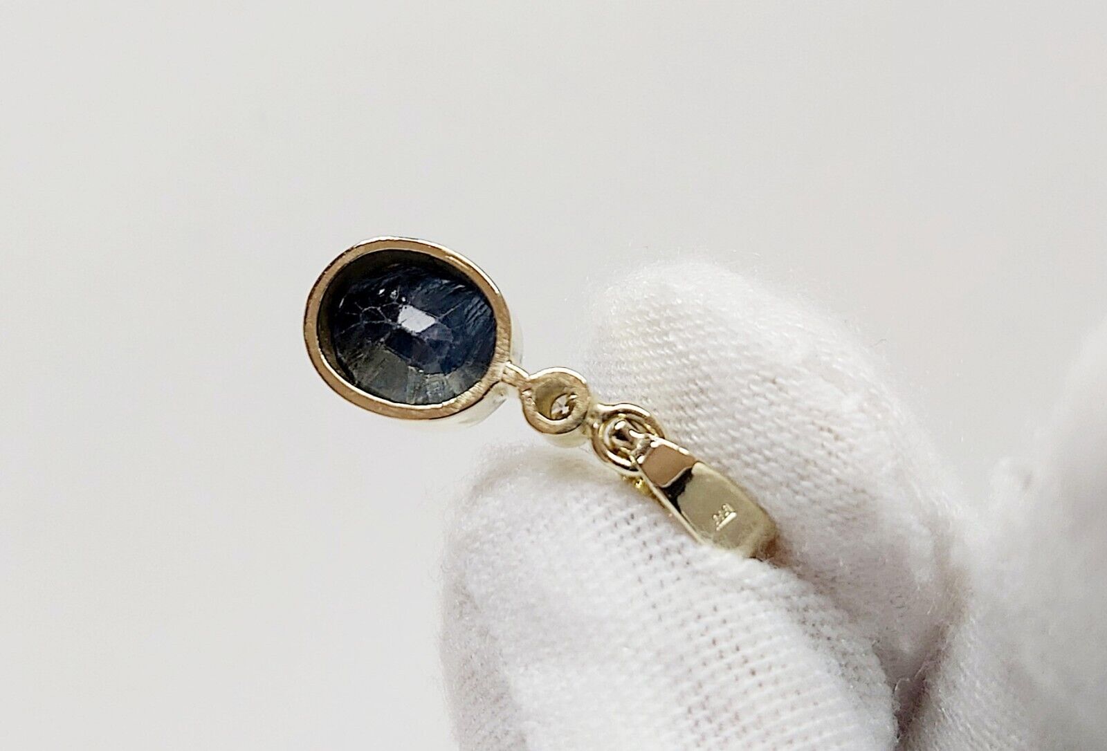 Solid 14K Yellow Gold Natural Dark Blue Sapphire … - image 16