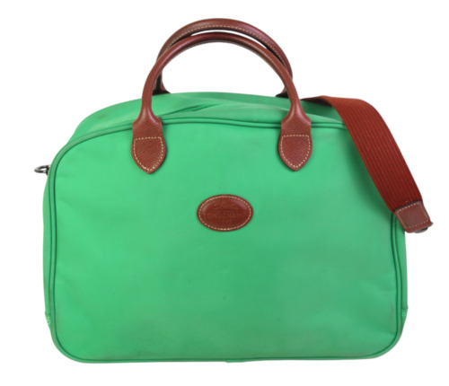 Longchamp GREEN CANVAS BROWN LEATHER ZIP AROUND T… - image 1