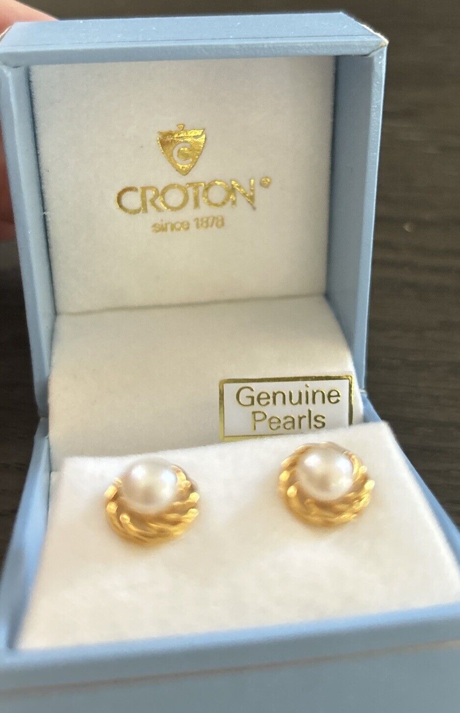 Vintage Croton Genuine Cultured Pearl Earrings Go… - image 2