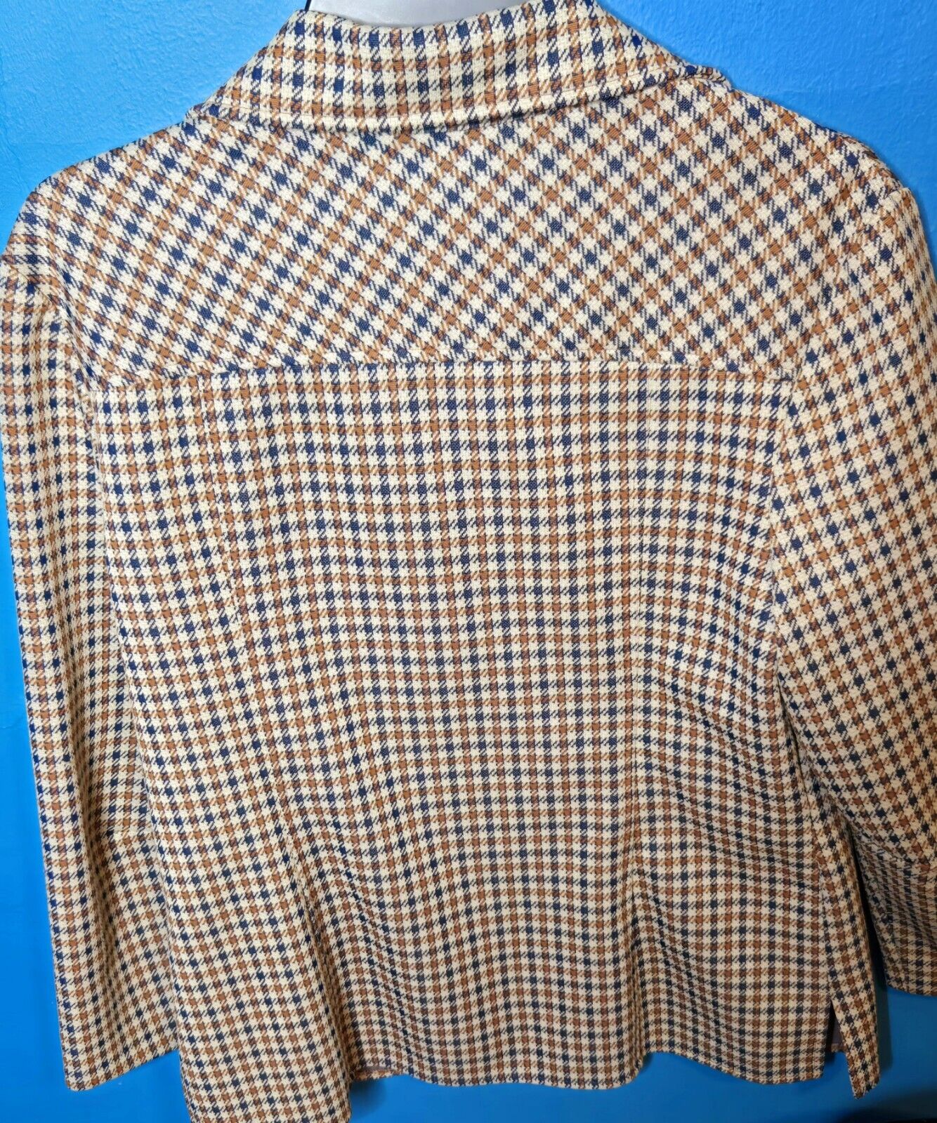 Vintage 60s 70s Sears Men's Houndstooth Plaid Bla… - image 3