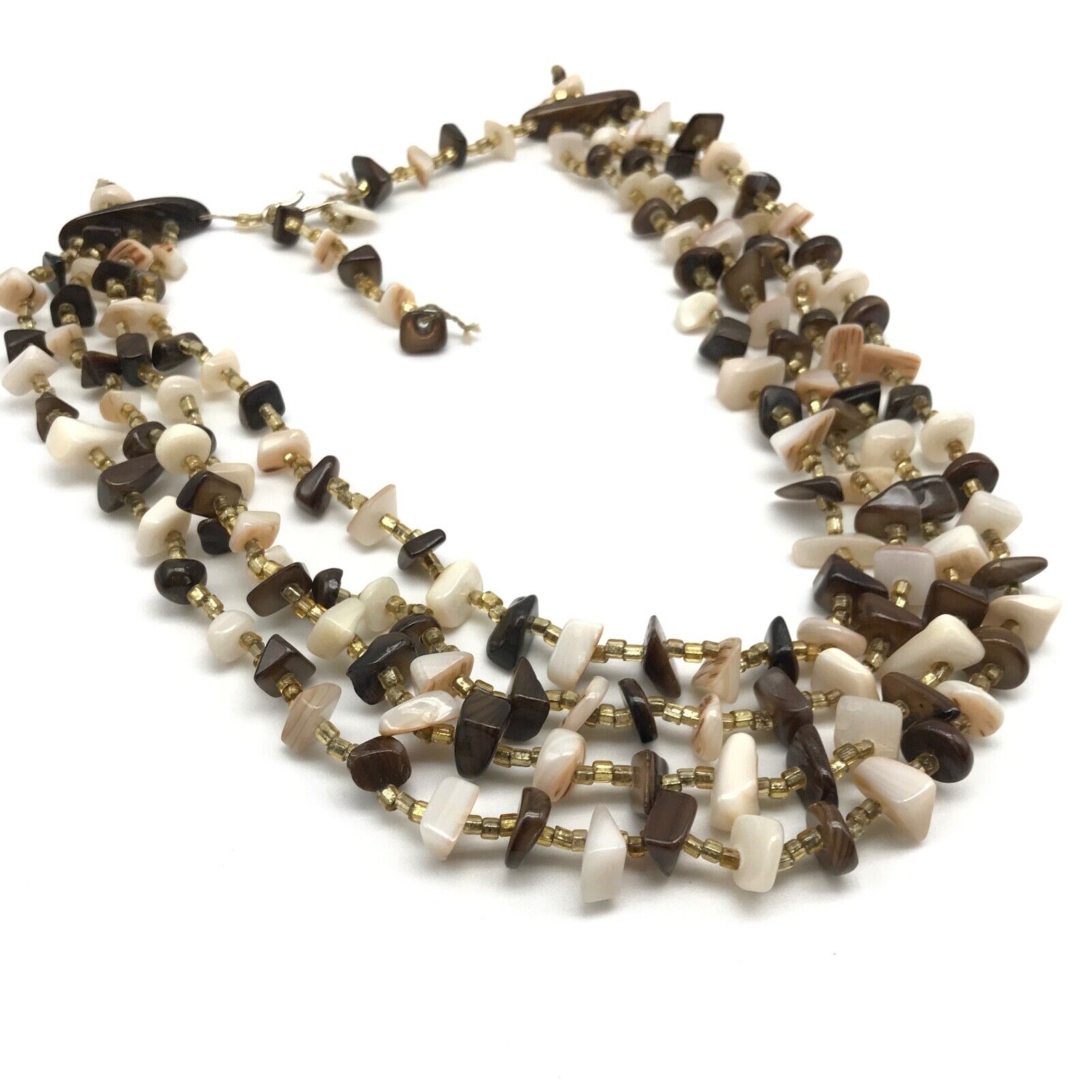 Vintage Mother Of Pearl Nugget Beaded Four Strand… - image 6