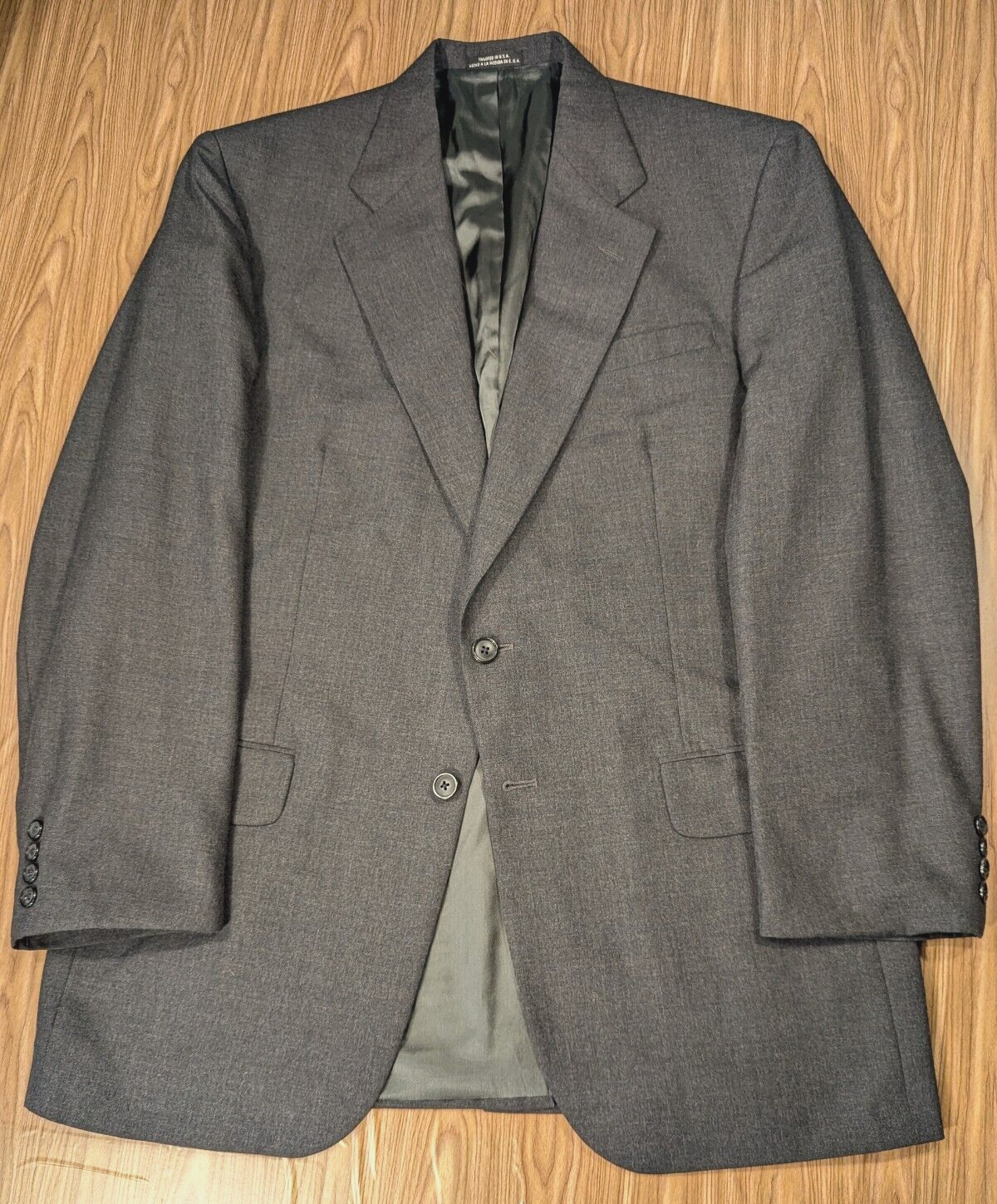 STAFFORD Vtg 90s Gray Solid Polyester Wool Blazer… - image 2