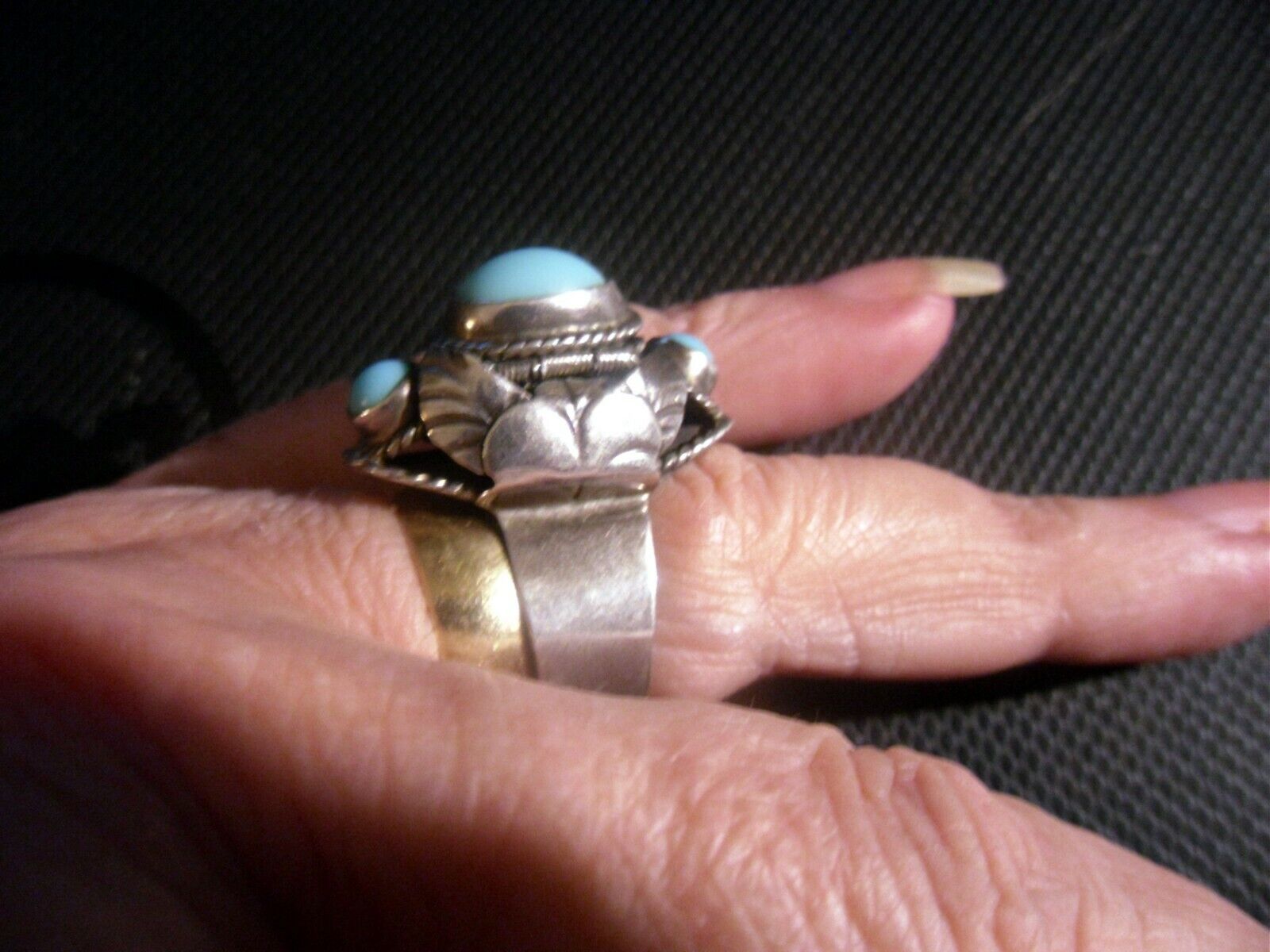 Vintage 3 stone Poison Pill Ring .925 STERLING SI… - image 2