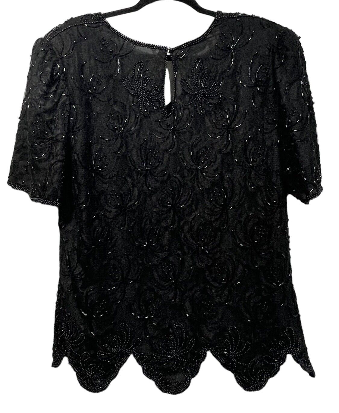 Laurence Kazar Womens XXL  Black Beaded Blouse V … - image 7