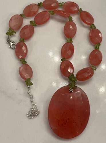 Vintage Chunky Huge Cherry Quartz & Peridot Gemsto