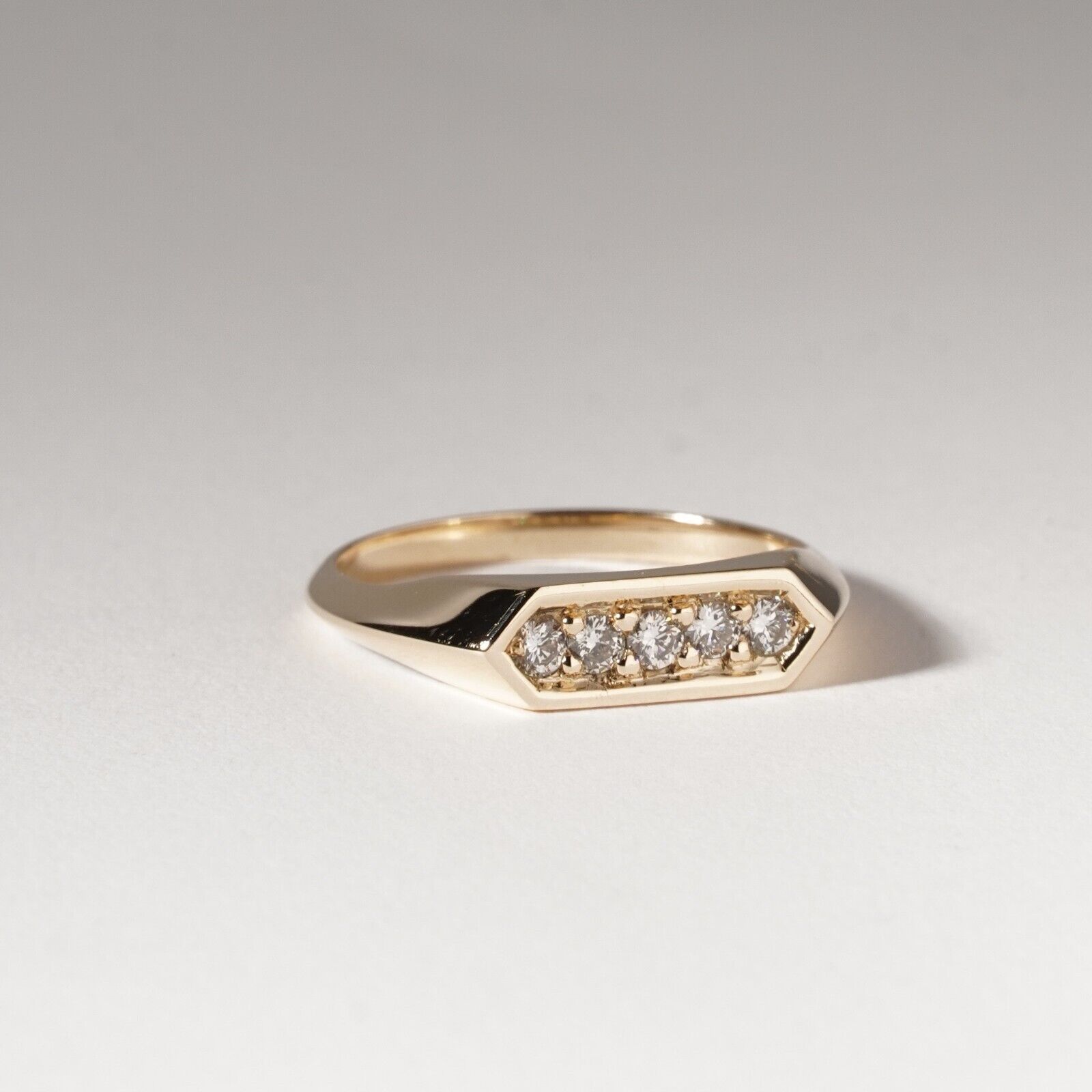 Geometric Channel Diamond Bar 9ct Yellow Gold Rin… - image 4