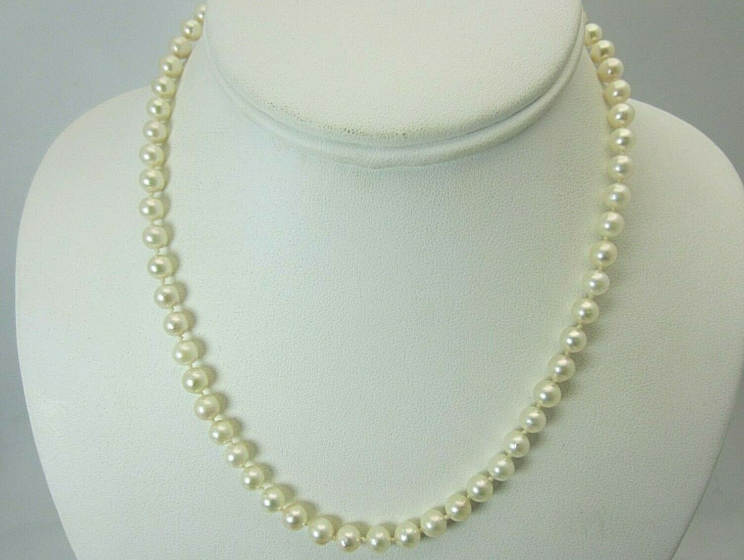 Genuine Saltwater Cultured Pearl Necklace 6 mm 17… - image 1