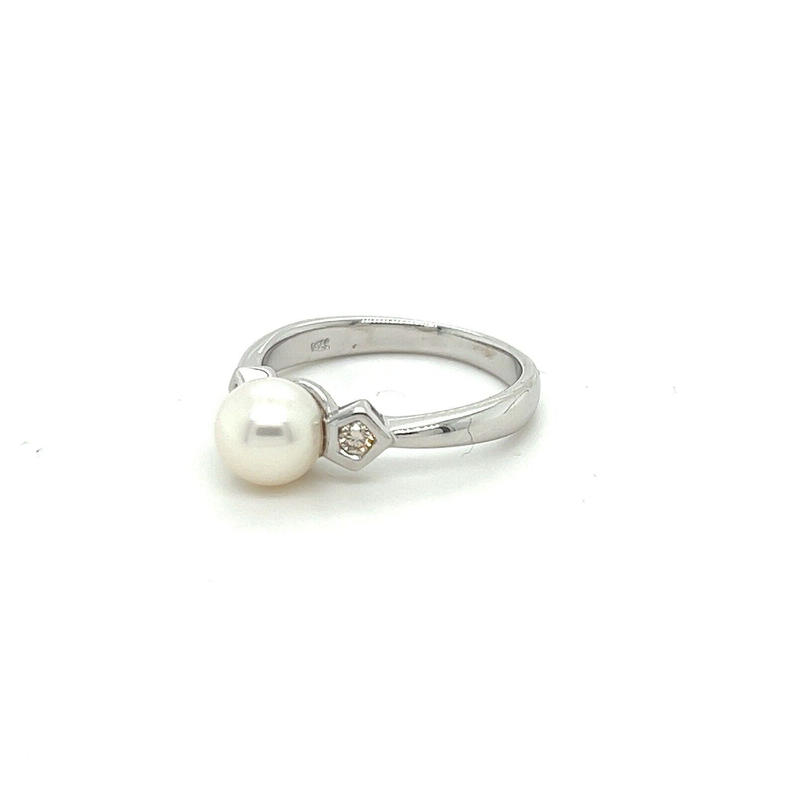 Cultured Pearl Genuine Diamonds Solid 14k White G… - image 2