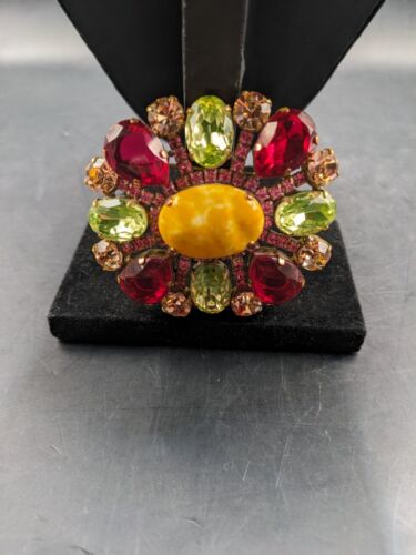 Vintage Czech Glass & Rhinestone Multi Color Uran… - image 1