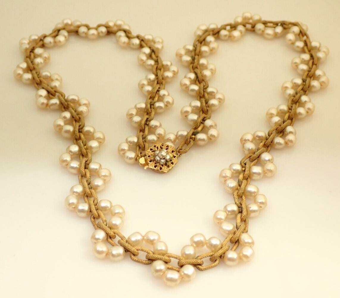 Vintage Miriam Haskell Signed 31" Baroque Pearl N… - image 8