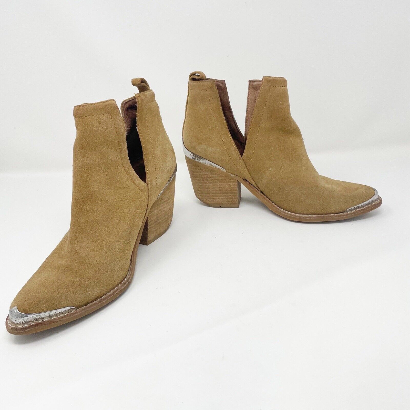 Jeffrey Campbell tan suede cromwell booties size 7 - image 2