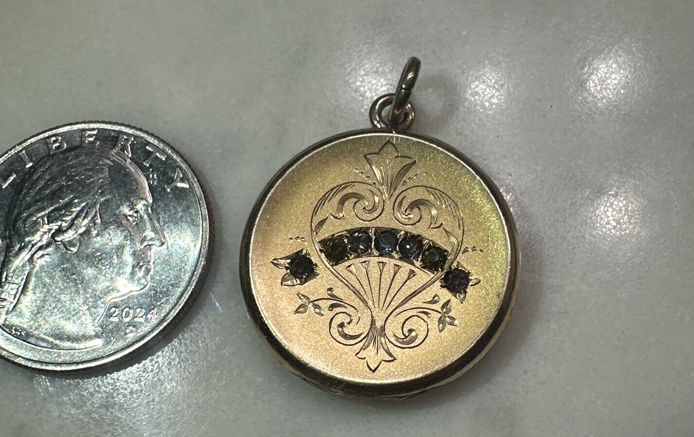 Victorian locket engravings antique Goldfield - image 4