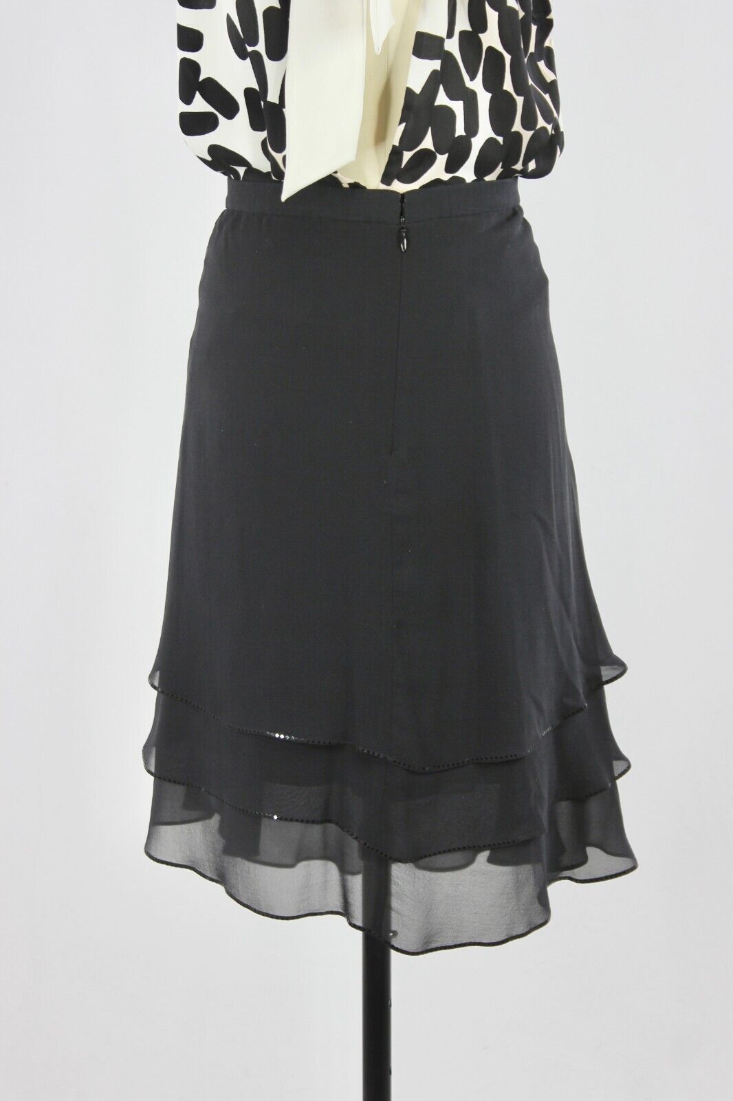 ST. JOHN EVENING Black Silk Chiffon Ruffle Asymme… - image 4