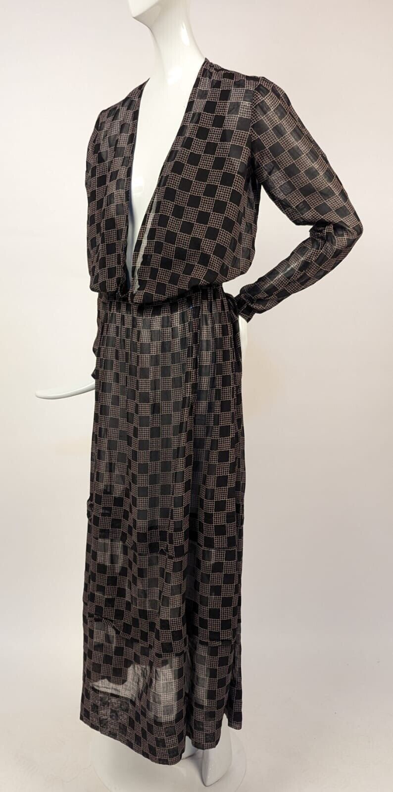 EDWARDIAN SHEER CHECKER WOVEN MUSLIN DRESS - image 3