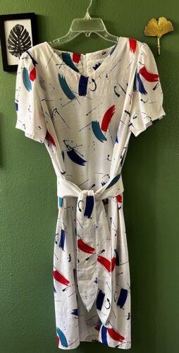 Vintage 80’s Retro USA Primary Paint Splatter Dres