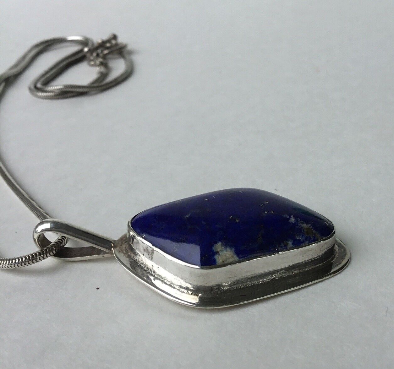 Vintage Sterling Silver Designer Signed Lapis Laz… - image 4