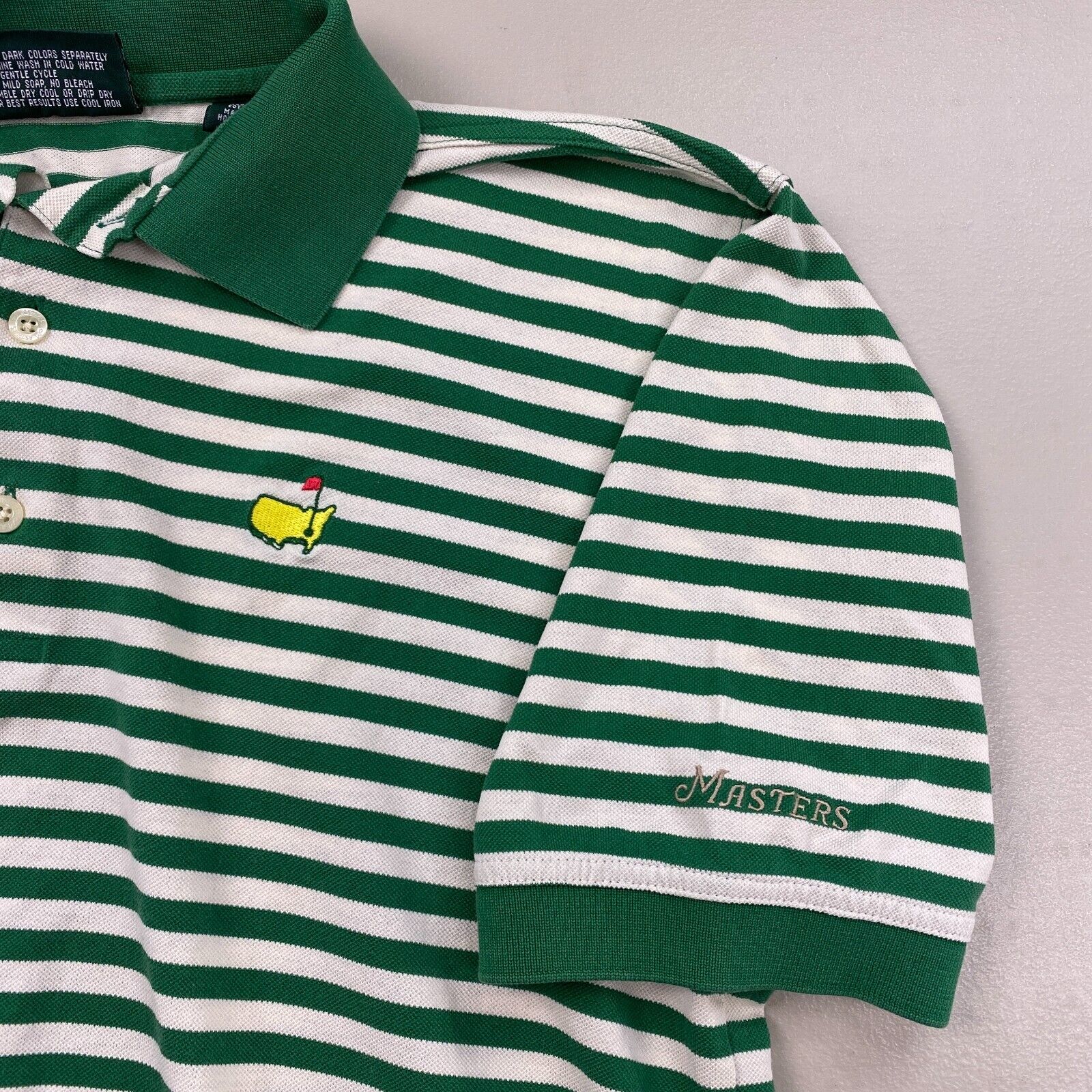 Masters Golf Polo Shirt Mens Small Striped Green … - image 4