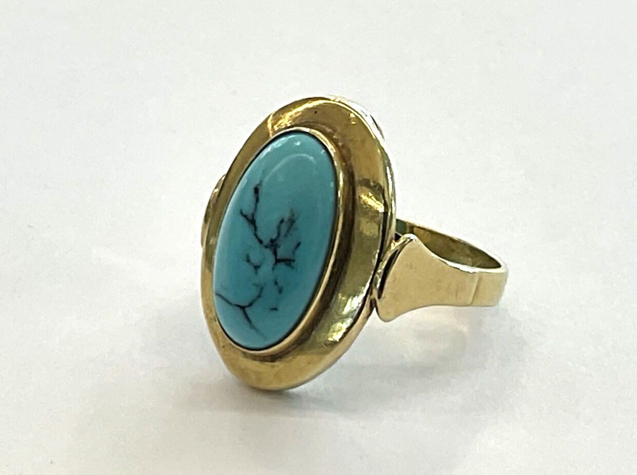 Vintage 14K Gold Ring with Turquoise - image 2