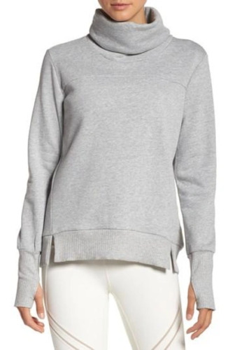 ALO Yoga Women Sweatshirt Gray Haze Turtle Neck Pu