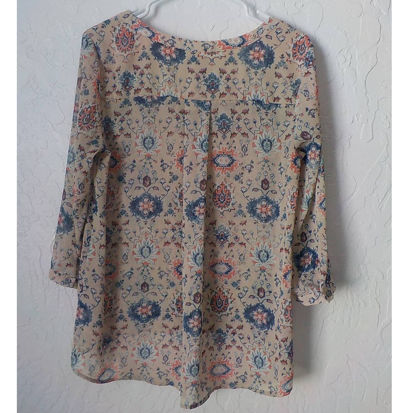 Maeve Anthropologie Beige Blue Floral Boho Peasan… - image 8