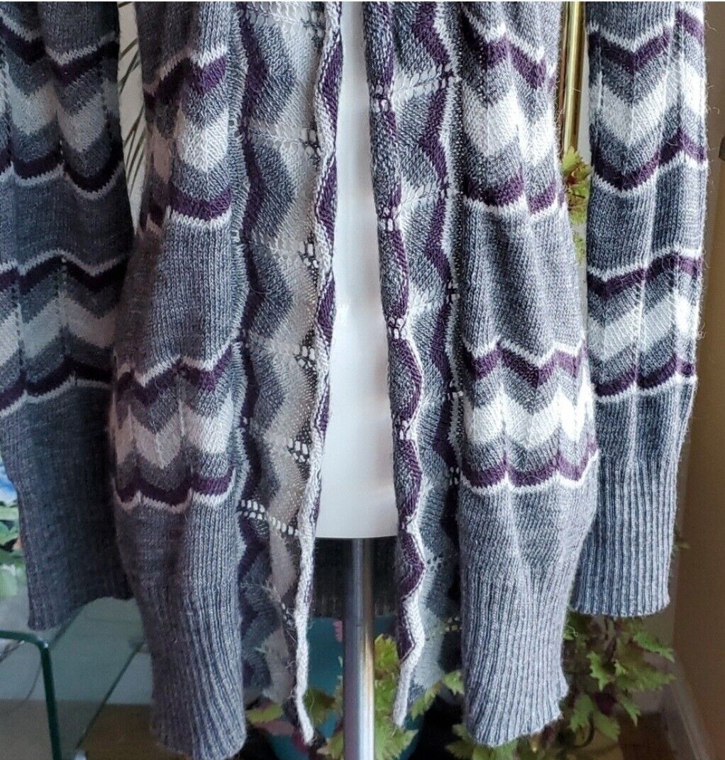 Lineamaglia Wool/Alpaca Blend Chevron Purple And … - image 7