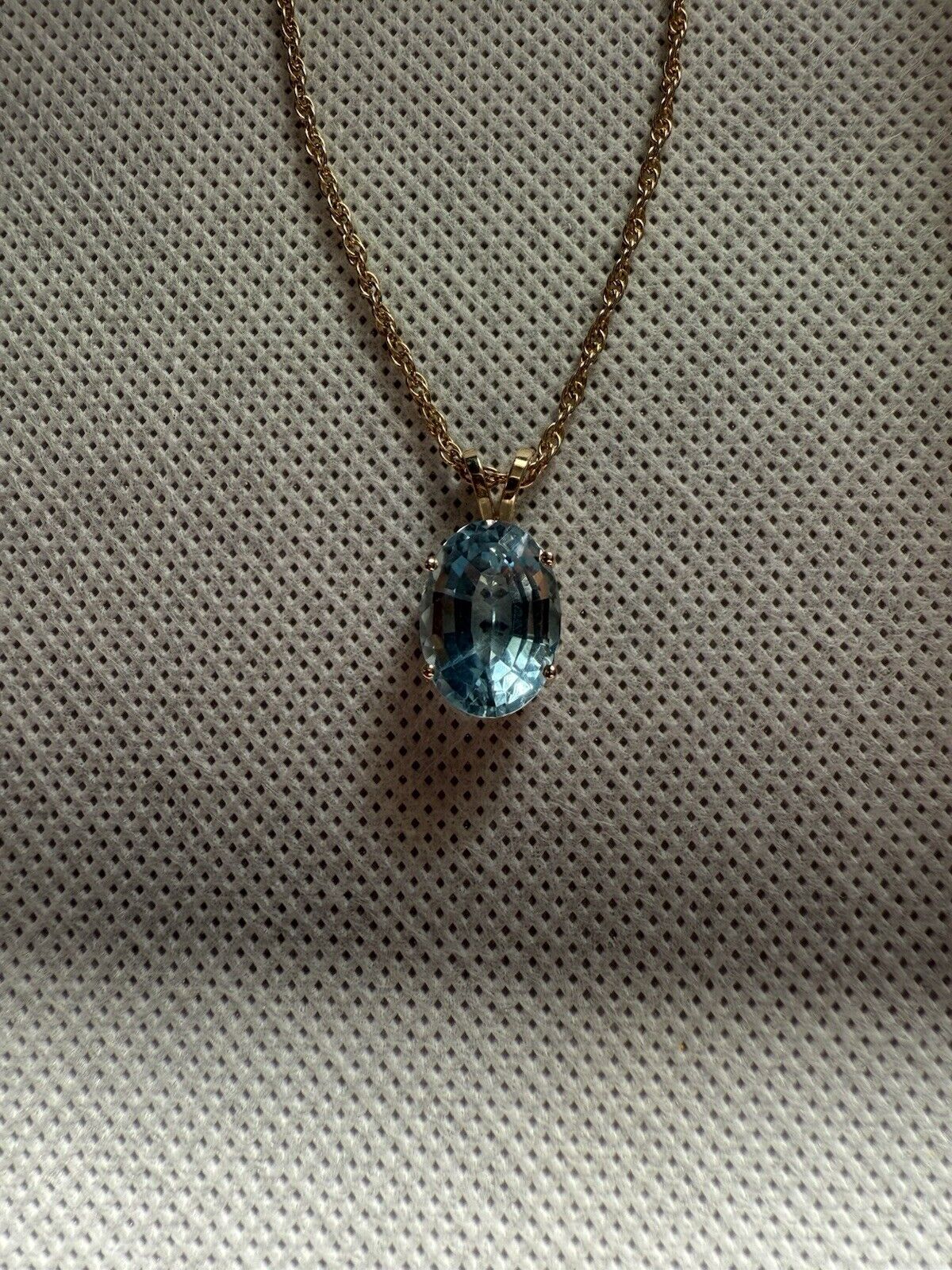 14k Solid Gold Blue Topaz Pendant 14k Solid Gold … - image 1