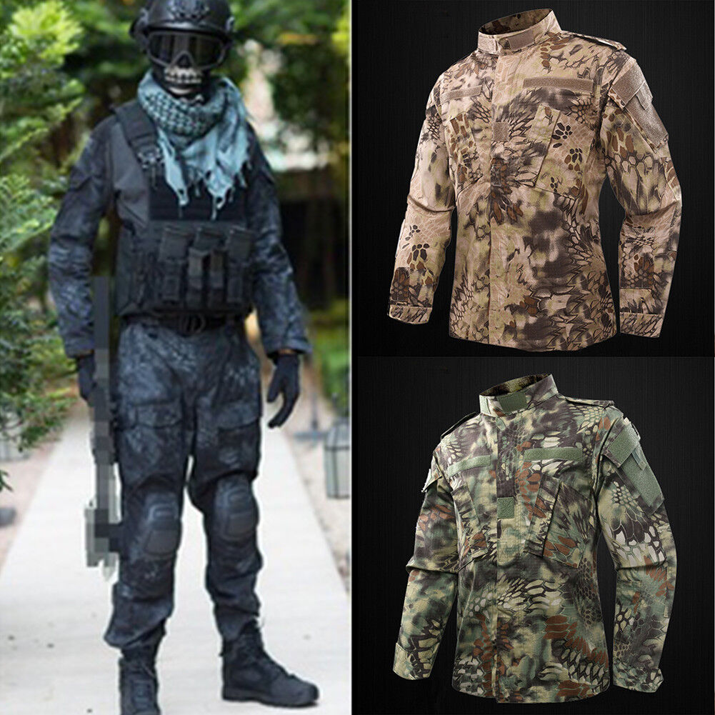 Traje táctico de combate airsoft para hombre conjunto de camuflaje chaqueta  - pantalones uniforme militar 3 colores | eBay